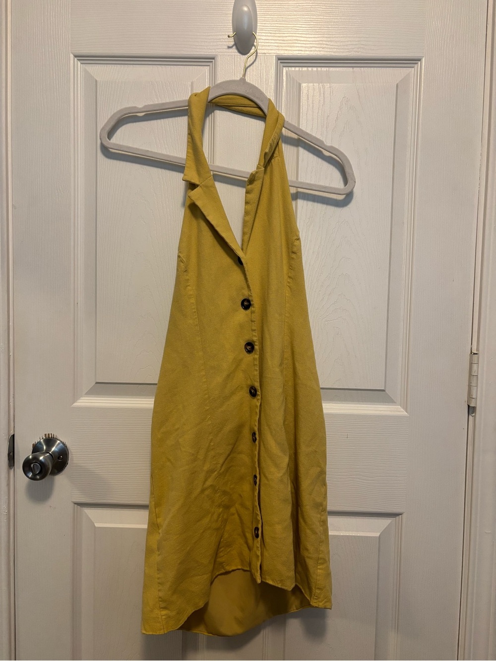 Halterneck High-Low Dress in Mustard Yellow